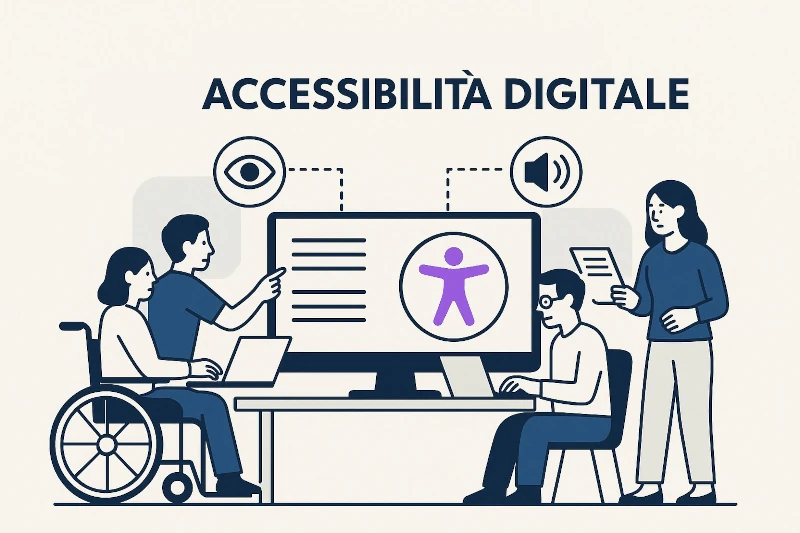 Persone con disabilità che fanno test su accessibilità web